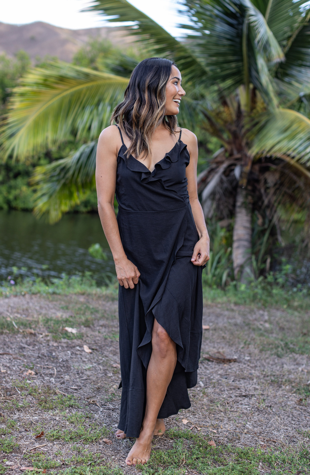 Kiara Black Wrap Dress