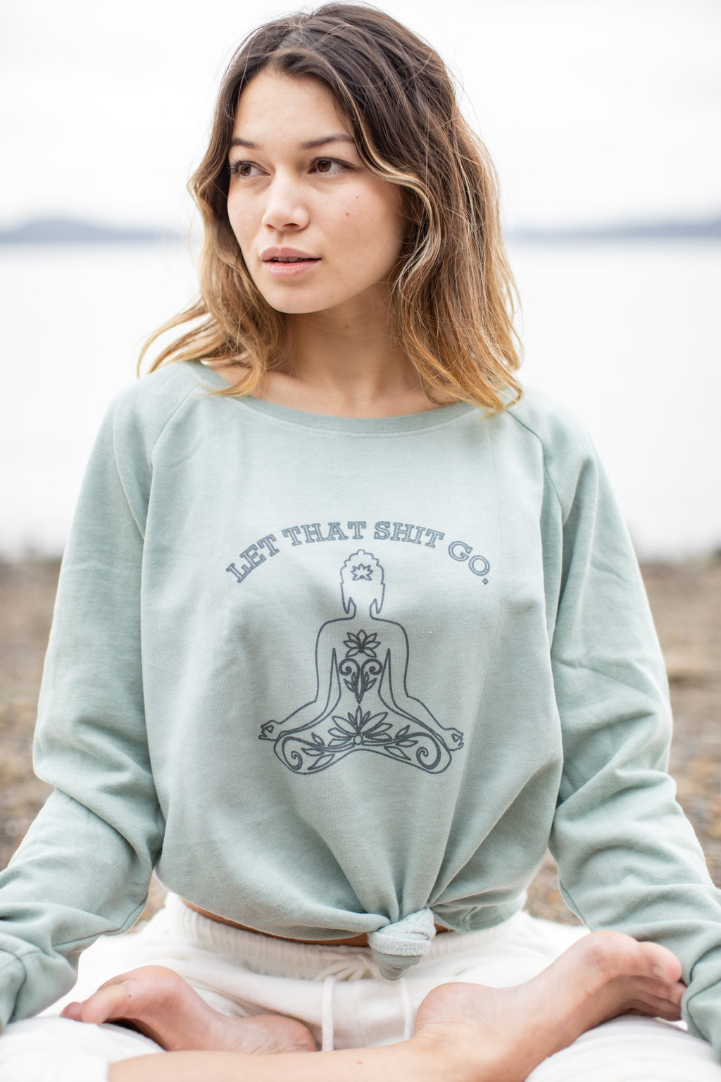 Let Shit Go Crew Neck - Seafoam