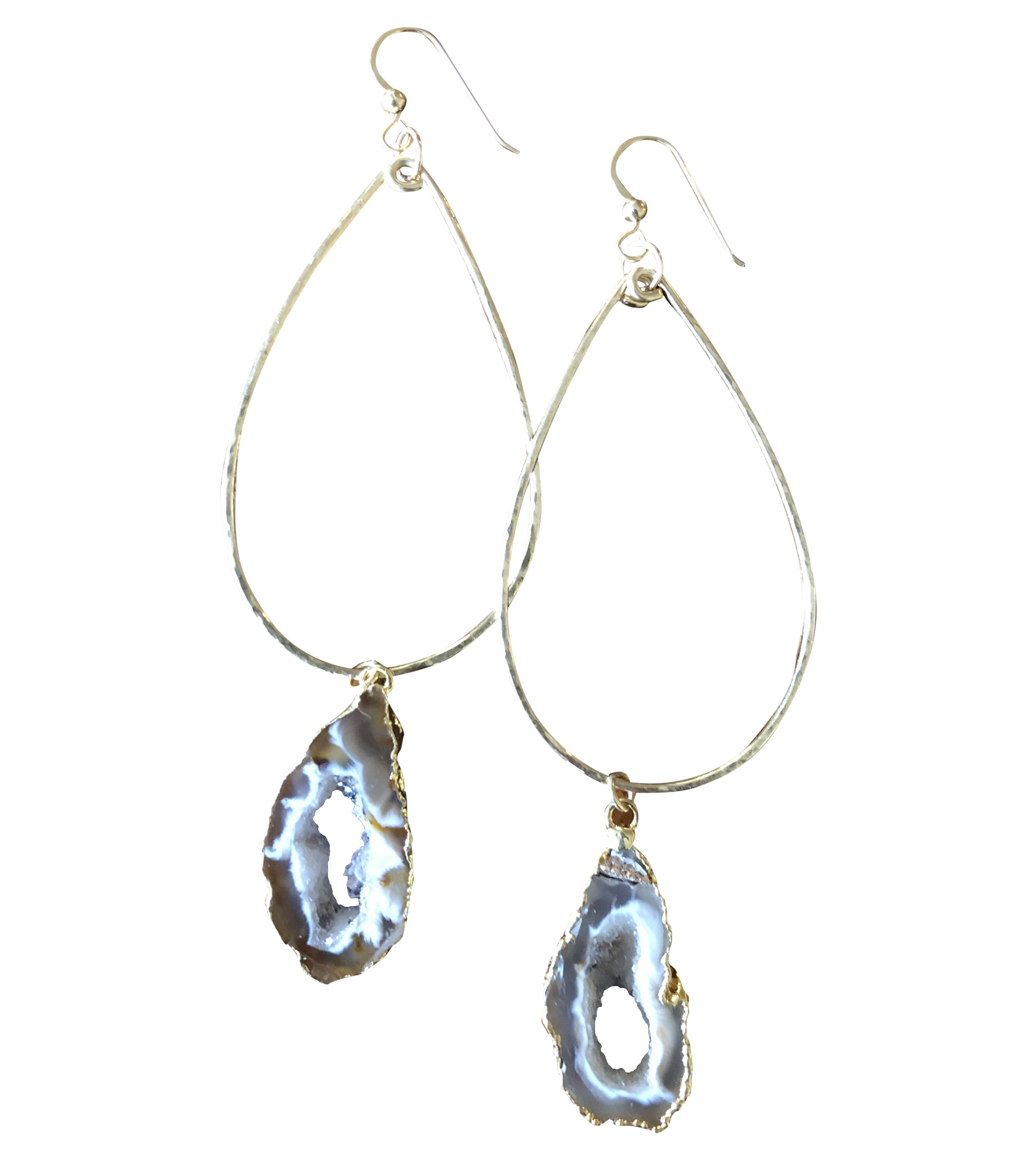 Druzy Tear Drop Hoop Earrings