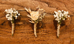 White Rose Dried Flower Boutonnière