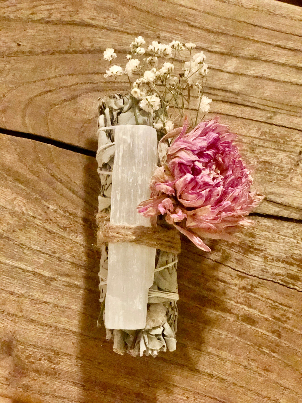 Dahlia, Selenite, and White Sage Smudge Kit