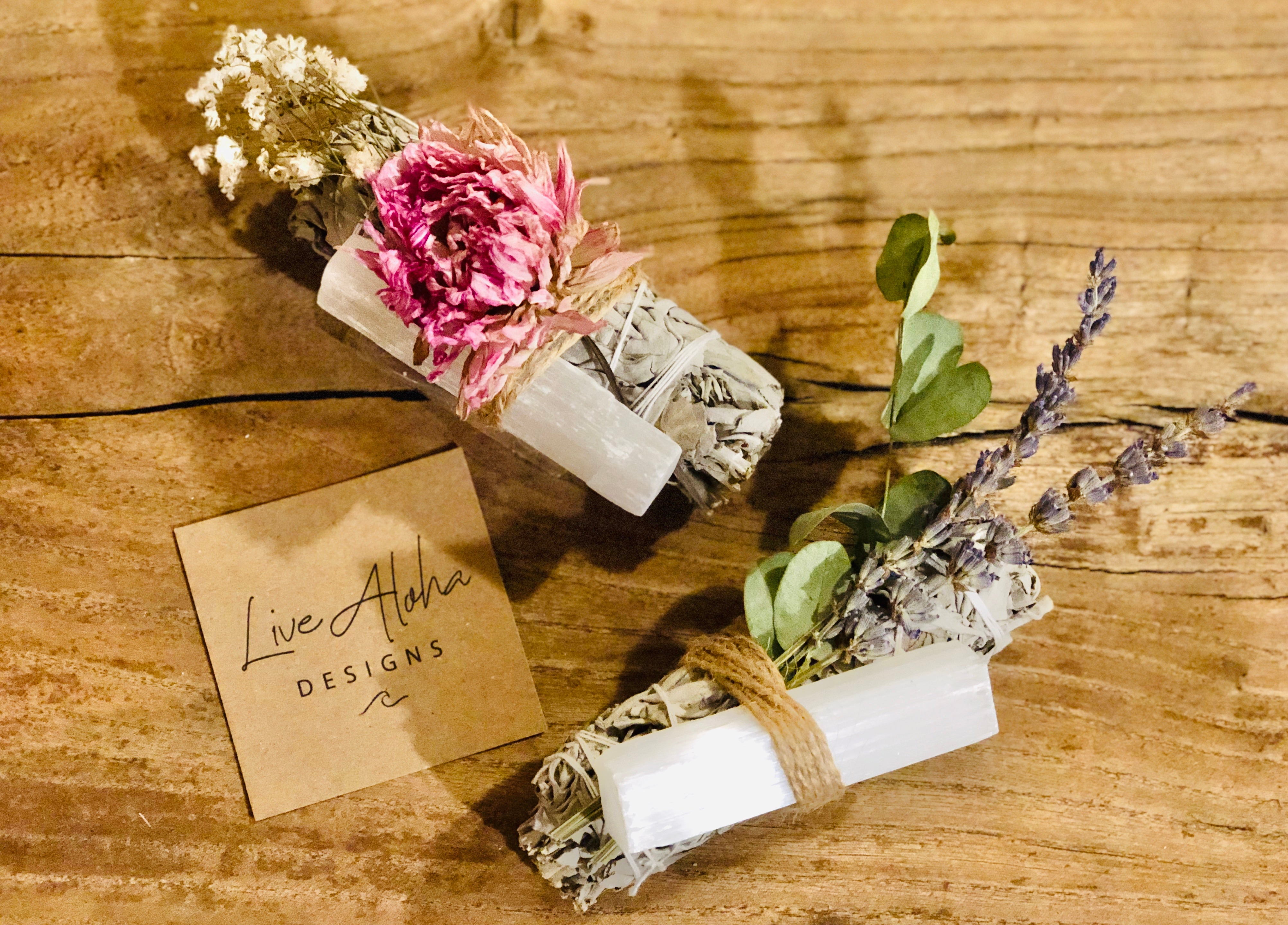 Dahlia, Selenite, and White Sage Smudge Kit