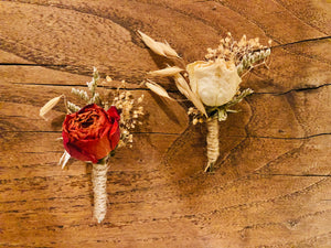 White Rose Dried Flower Boutonnière