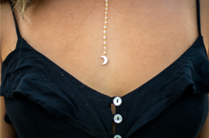 Fire Opal Crescent Moon Necklace