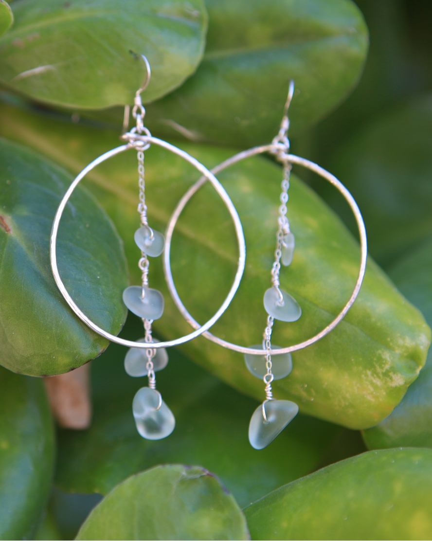 Cascading Sea-glass Hoop Earrings